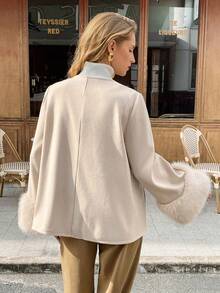 Serisse Fall Winter 2025 Women Women's Fashionable And Elegant Button Cuff Overcoat, Neutral For Women, Neutral, Bell Sleeve - Apricot - View 2