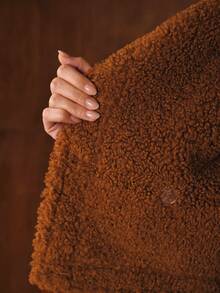 MOTF PREMIUM CURLY SUEDE BROWN FAUX FUR JACKET