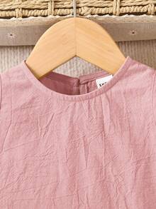 女婴夏季可爱纯色荷叶边吊带背心和长裤套装