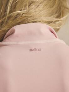 Aralina 休闲长袖带拇指孔拉链领合身运动健身上衣 - 粉色 - 查看 4