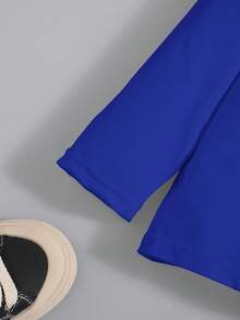 SHEIN Ensemble décontracté 2 pièces pour garçon : T-shirt à manches longues col rond et pantalon, style color block. Tenue de sport pour garçons, vêtements de sport pour enfants - Bleu azur - Voir 6