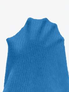 EMERY ROSE Women's Bright Blue Round Neck Drop Shoulder Lantern Sleeve Wool Blend Pullover Sweater - Blue - View 7