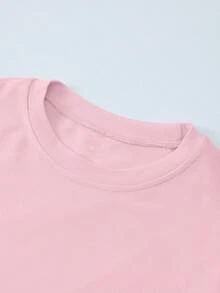 INAWLY Women's Pink Long Sleeve Crew Neck Fitted T-Shirt - Baby Pink - View 4