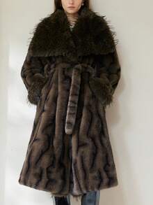 Aveloria Modichic 2025 Winter New High-End Luxury Faux Mink Fur Coat Women, Long Style Fashion Fur Jacket - Coffee Brown - View 4