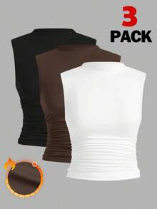 Siren Gaze Casual Solid Color Ruched Camisole, Summer 3 Day Delivery Winter - Multicolor - View 2