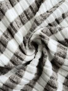 SHEIN Women's Striped Minimalist Nursing Crew Neck Long Sleeve Top And Pants Set Christmas Pajamas - Black and White - View 7