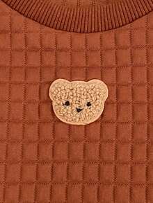 Loomiva 3pcs Baby Boy Contrast Color Crew Neck Long Sleeve Sweatshirt & Elastic Waist Pants, And Hat Set