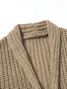 Manfinity Homme Áo khoác cardigan nam thường ngày có hai túi, Thu/Đông - Màu Khaki - Xem 4