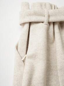 SHEIN Franclia Women's Elegant Commuter Solid Color A-Line Skirt With Large Pockets, Autumn - Beige - View 3
