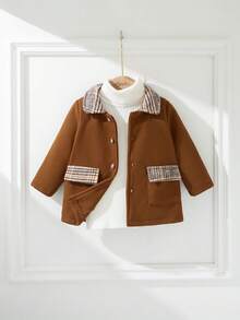 Souflis Souflis Nuevo abrigo elegante y vintage de estilo francés de color marrón con un solo botonadura, adecuado para salidas, escuela, reuniones y otras ocasiones, Otoño/Invierno 2025 - Marrón - Ver 2