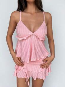 Sweetina Women's Corset Bustier 2 Pieces Set With Front Hook Closure, Bow Accent, And Blue Tulle Skirt - Pink - View 1