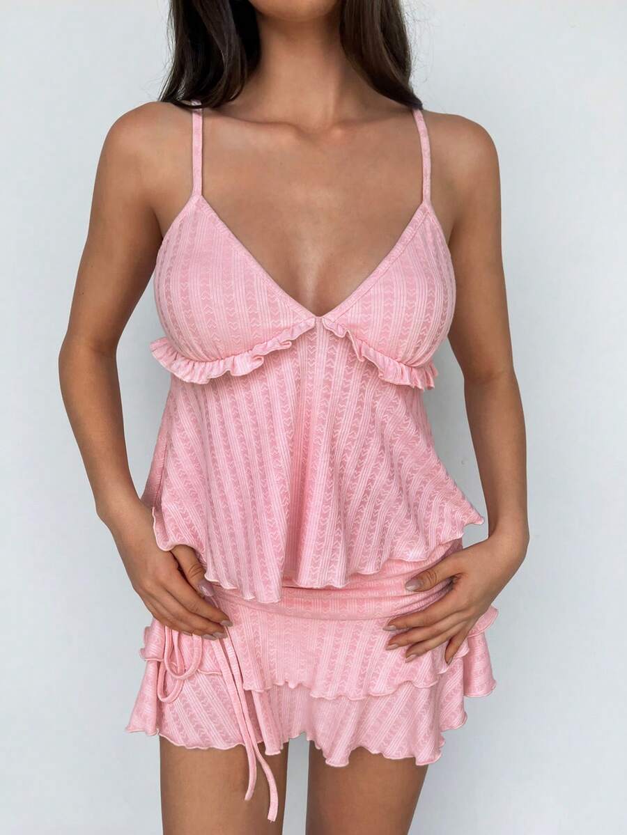 Sweetina Women's Corset Bustier 2 Pieces Set With Front Hook Closure, Bow Accent, And Blue Tulle Skirt - Pink - View 1