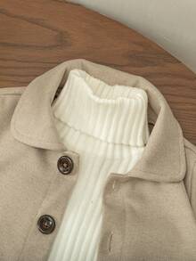 SHEIN 2 件套男婴优雅正式绅士套装：翻领单排扣上衣和松紧腰休闲裤，适合秋冬季，6 个月至 3 岁，时尚套装，适合比赛、表演、婚礼、派对、摄影、户外、返校季 - 灰色 - 查看 4