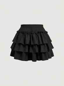 SHEIN MOD 大码女式黑色蝴蝶结蛋糕裙 - 黑色 - 查看 2