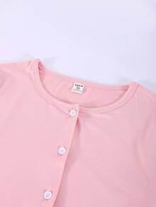 Sweetra Young 3pcs/Set Casual Relaxed Soft Solid Color Cardigan, Camisole, And Slim Flare Pants For Teen Girl Suitable For Everyday Wear Fall Winter - Pink - View 4