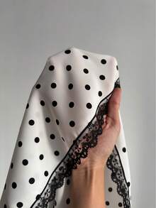 Sunspun Plus Size Women Polka Dot Patchwork Lace Bow Camisole Kawaii Alt Cute - Black and White - View 7