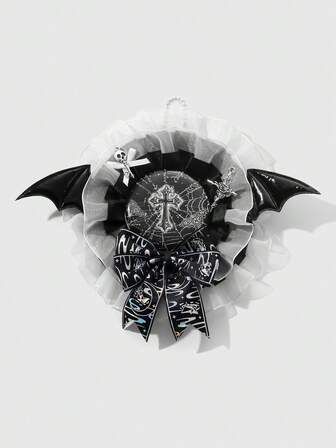 1pc Y2K Vintage Punk Goth Aesthetic Lapel Pin, Includes Polka Dot Bear Paw, Cat Claw, Spider Web, Cross, Skull, Rose, Thorns, Demon Wings, Bowknot, Magnetic Closure, Suitable For Cosplay, Anime, Daily Wear, Gifts