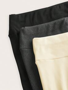 SHEIN PETITE CURVE 大码纯色休闲修身女式紧身裤 - 彩色 - 查看 9