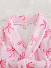 Cozy Pixies Baby Girl Butterfly Pattern Thermal Lined Hooded Long Sleeve Tie-Waist Robe - Pink - View 5