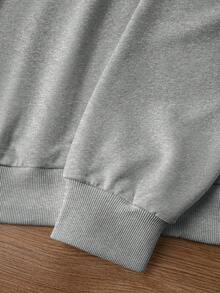 Glissea 女式休闲字母与汽车印花圆领长袖宽松运动衫，秋季 - 灰色 - 查看 7