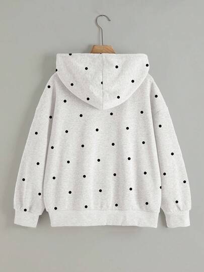 Resyla Plus Size Women Polka Dot Print Casual Blouse, Suitable For Autumn, Back To School, Autumn/Winter, Daily Wear, Sportswear, Office, Home, Versatile Style, Photography, Stryle, Trendy Must-Have