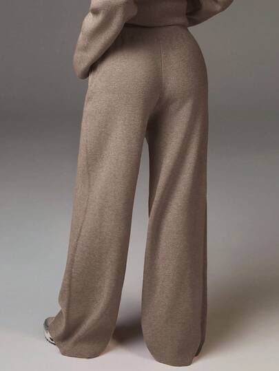 SHEIN X Scot Louie Athîral Women's Casual Solid Color Knit Pants In Fall/Winter,Cozy Fall And Winter Clothes For Women