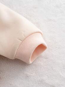 Cozy Pixies Baby Girl Cartoon Deer Pattern Soft Knit Crew Neck Long Sleeve Pullover Sweatshirt, Comfortable Versatile Fashionable Casual Cute Basic Style, Suitable For Indoor, Outdoor Leisure, Skiing, Back To School, Daily Wear, Sports, Play, Party, Festival, Christmas, New Year - Apricot - View 7