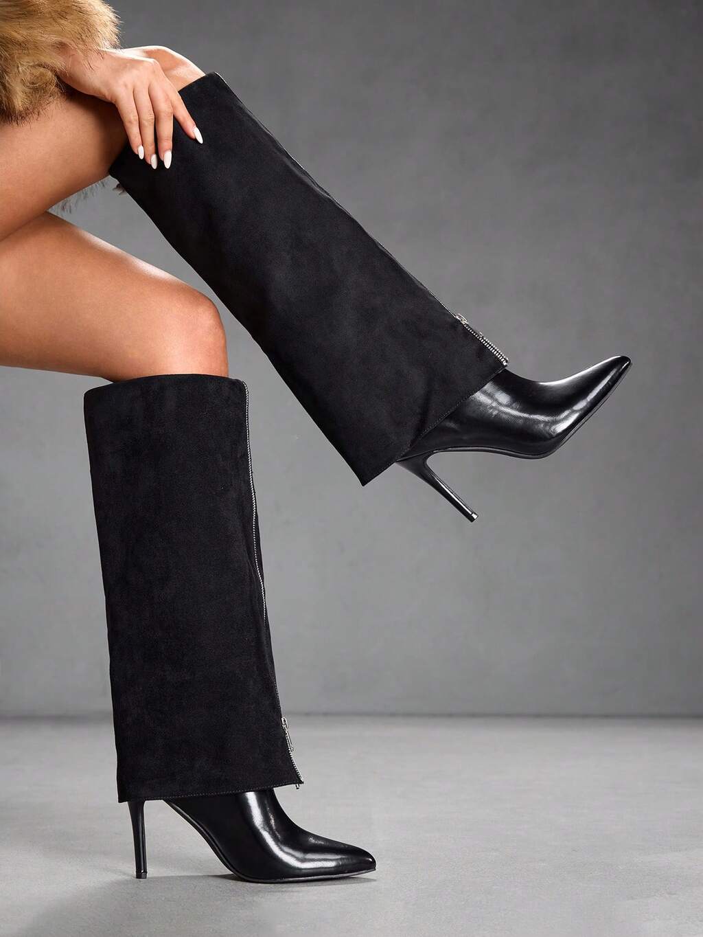CUCCOO SZL Women's Fashionable Minimalist Zipper Leg Boots