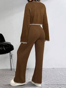 Women Sweater Co-Ords - 全穀類咖啡 - 查看 2