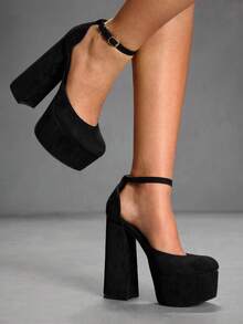 CUCCOO SZL Ladies Versatile And Comfortable Platform High Heels Single Shoes Suitable For Parties And Parties - Black - View 4