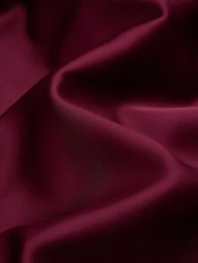 SHEIN LUNE Women's Burgundy Elegant Satin Pants Set For Autumn Dinner,French Luxury Christmas Party Batwing 3/4 Sleeve Blouse&Waist Elastic Band Pocket Trousers - Burgundy - View 6