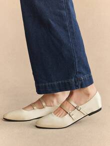 Rosivie 2025年夏季新款法式方头百搭黑色镂空编织低帮透气舒适平底女鞋 - 黃色 - 查看 2