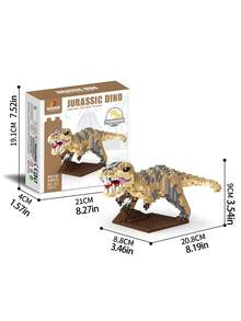 1500-PCS Jurassic - Era Dinosaur DIY 3D Assembly Creative And Educational Stress - Relieving Building Block Model Ornament – Velociraptor, Tyrannosaurus Rex And Cartoon Dinosaur; Indoor Home Decor; Ideal Festival Or Birthday Gift For Dinosaur Lovers - Multicolor - View 6