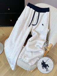 Resyla 女式休闲撞色腰带刺绣徽标长裤