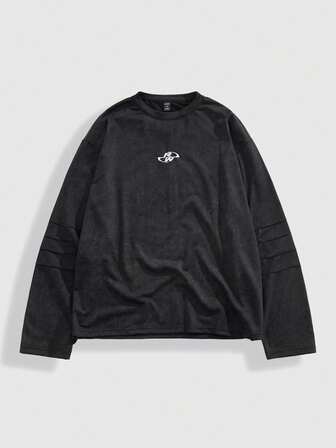 Street Life Maglietta casual da uomo a girocollo, manica lunga, con stampa di lettere, vestibilità ampia