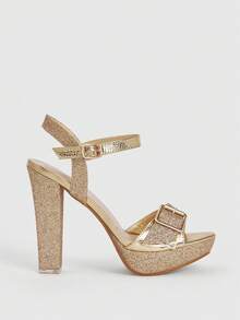 CUCCOO LuxiPop New European And American Hollow Thick Heel Fish Mouth Sexy Fashion Women's High Heel Sandals - Gold - View 4