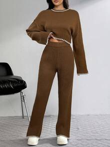 Women Sweater Co-Ords - 全穀類咖啡 - 查看 5