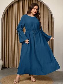 Graceveil Plus Size Women Elegant Loose Comfortable Conservative Textured Fabric Long Dress