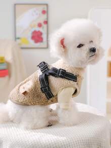 PETSIN 1 Piece Of Clothing For Cats/Dogs, Comfortable Autumn And Winter Thick Warm Outer Shirt, Fashionable Color Blocked Vest - Coffee White - View 5