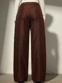Aveloria Modichic Fashionable High-Waisted Loose Flowy Straight Leg Casual Wide Leg Pants, Versatile For Commuting - Burgundy - View 3