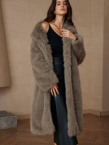BELROSIE Nouveau manteau de mode de style européen et américain Top de gamme, de conception française pour femmes - Kaki - Voir 4