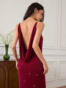 EastFlair Damen elegantes ärmelloses Kleid mit Fischschwanz-Saum, Sommer - Bordeaux - Übersicht 7