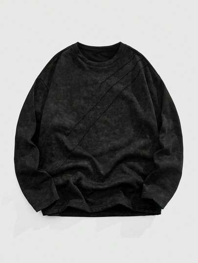 Street Life T-shirt à manches longues col rond minimaliste pour hommes