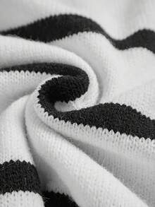 Isle Nomé Women's Striped Crew Neck Long Sleeve Pullover Sweater, Versatile For Autumn/Winter - Black and White - View 6