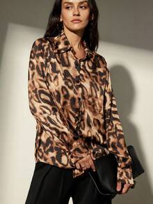 Aveloria Modichic Women's Leopard Print Long Sleeve Single-Breasted Casual Shirt - Multicolor - View 3