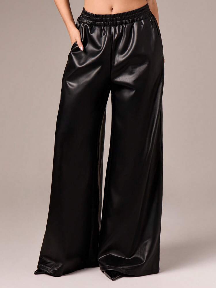 Oversized Wide Leg Palazzo Pants With Elastic Waistband