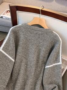 SHEIN LUNE Plus Size Women's New Sweater, Soft & Cozy Plus Size High-Quality Sweater - Grey - View 4