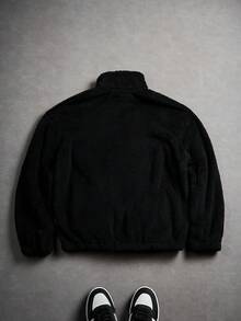 PAVTROS 加大码男士刺绣长袖拉链毛绒外套，Y2K风格，秋冬款