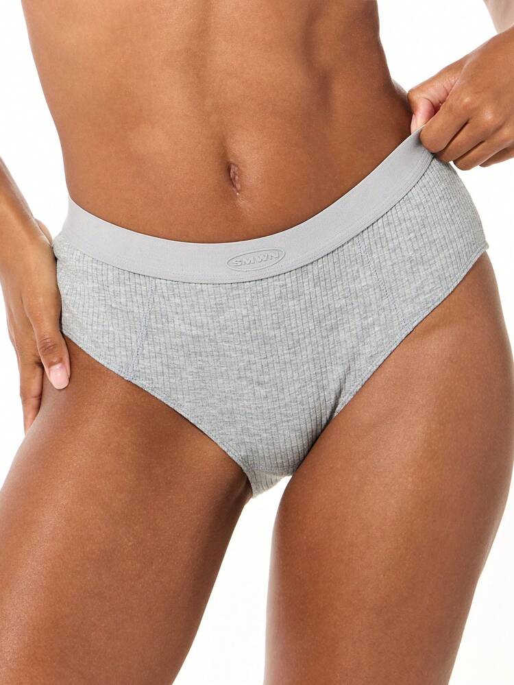 SUMWON WOMEN Ribbed Knit Thong With Comfort Waistband