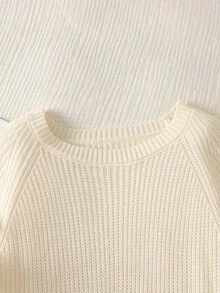 SHEIN Pull pour adolescente couleur unie col rond avec décoration nœud, décontracté et polyvalent, vêtements de rentrée scolaire automne hiver - Nude - Voir 6